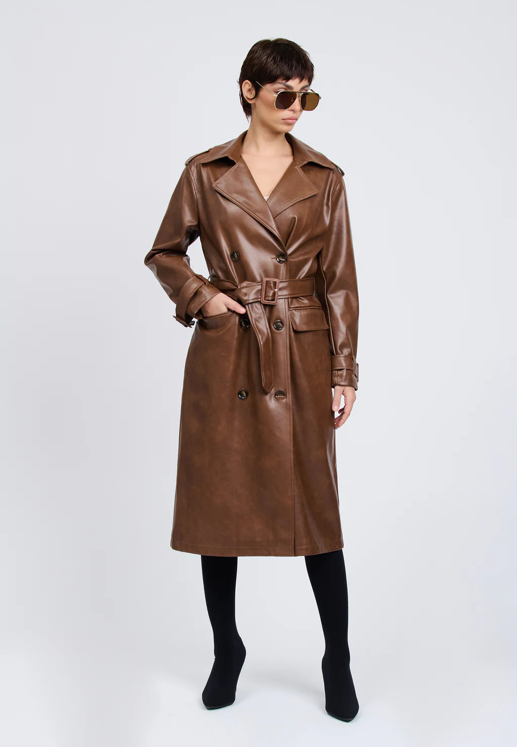 FAUX LEATHER TRENCH