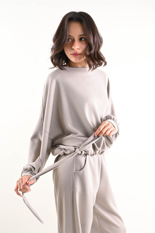 FELPA CON ELASTICO SUL FONDO E FIOCCO SPORT