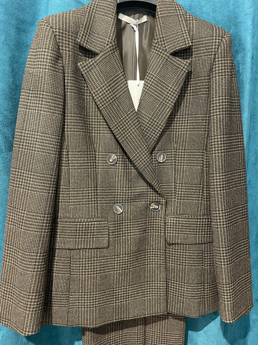 Completo a Quadri Donna con Colletto in Eco-Pelliccia