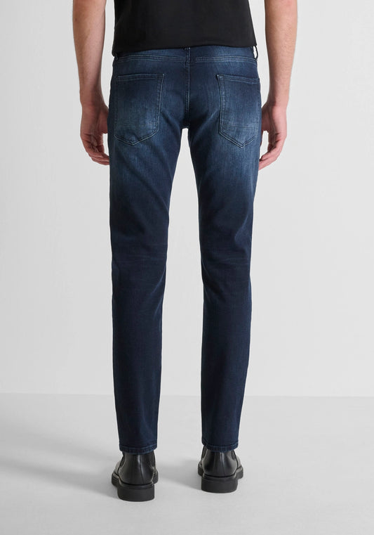 JEANS COMFORT TAPERED FIT "KURT" IN DENIM SCURO EFFETTO SFUMATO