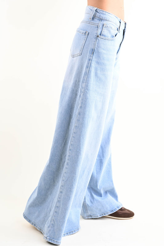 JEANS WIDE-LEG A VITA ALTA
