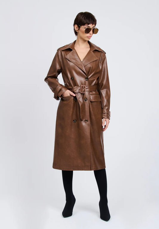 FAUX LEATHER TRENCH