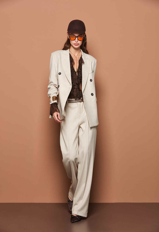 Completo Pantalone e Blazer Donna Beige