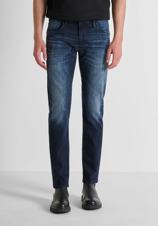 JEANS COMFORT TAPERED FIT "KURT" IN DENIM SCURO EFFETTO SFUMATO