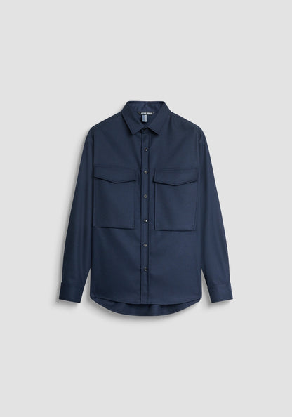 CAMICIA RELAXED FIT IN MISTO VISCOSA TOCCO CALDO