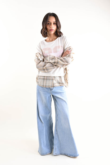 JEANS WIDE-LEG A VITA ALTA