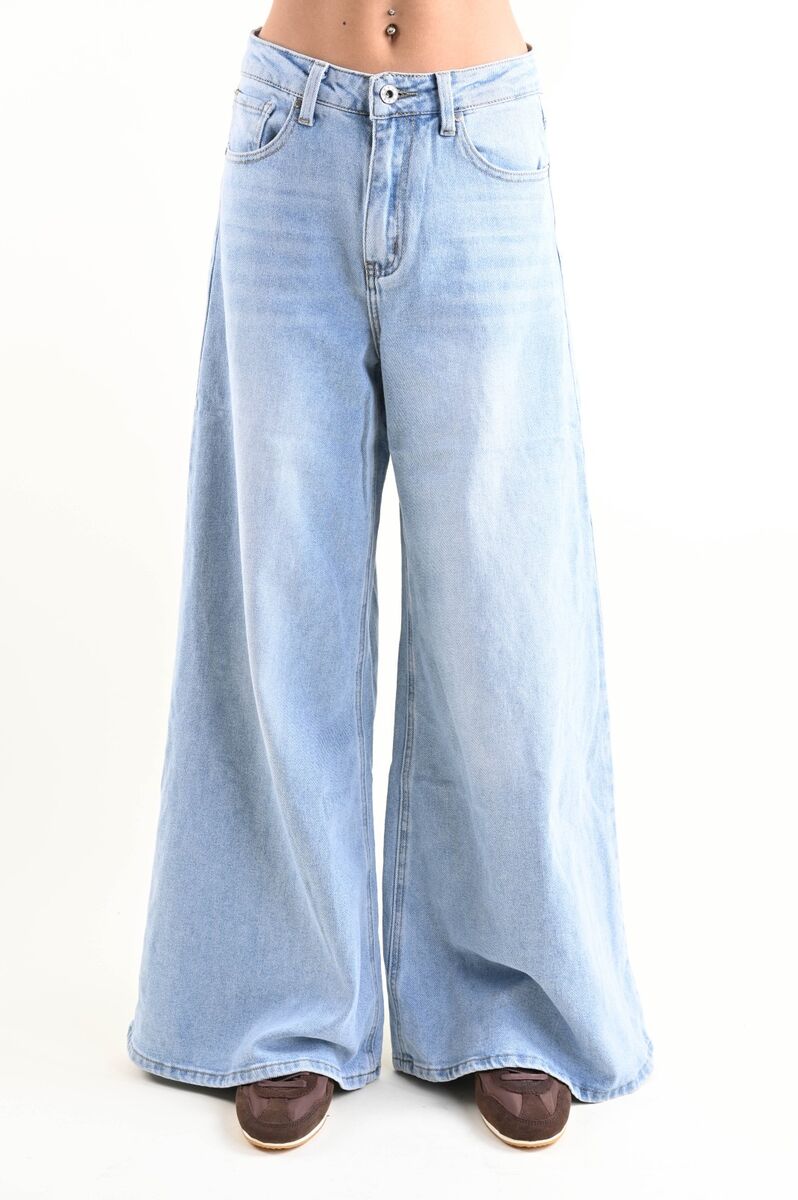 JEANS WIDE-LEG A VITA ALTA